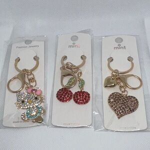 Keychain/Bag Charms Mint & Gold Trio.
